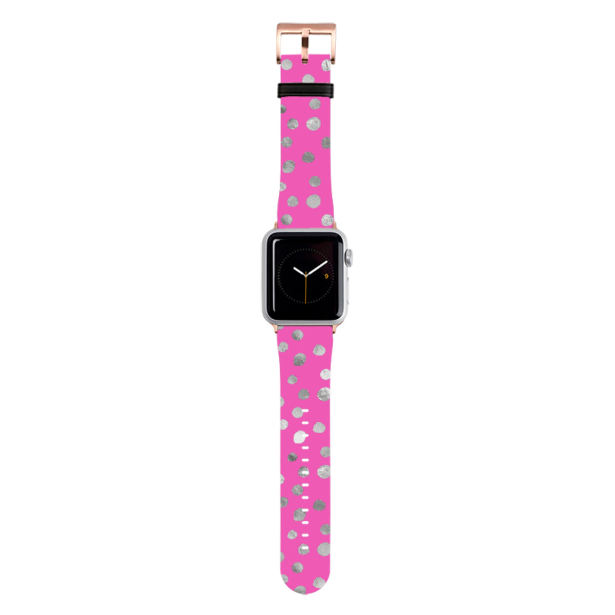 Pink-silbernes gepunktetes Apple Watch Armband
