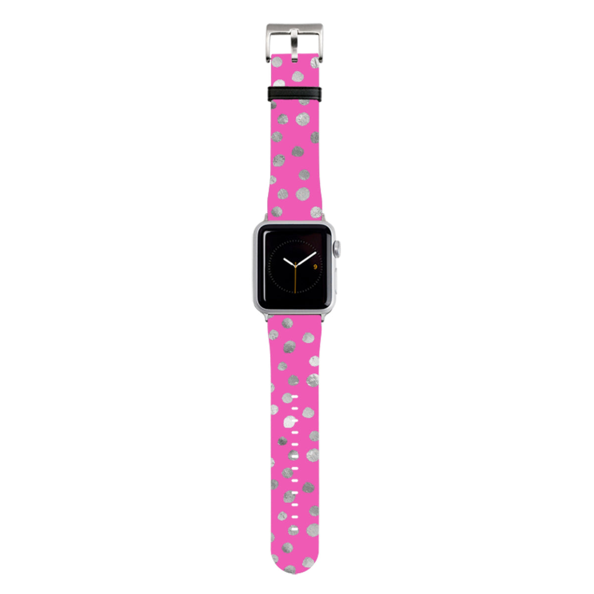 Pink-silbernes gepunktetes Apple Watch Armband