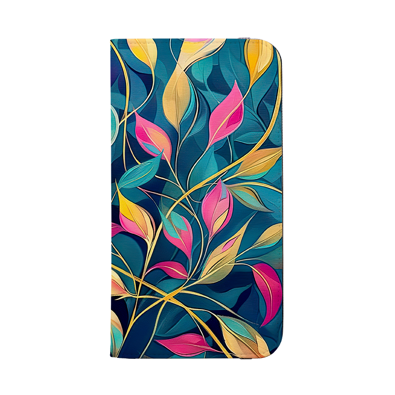 Pink and Teal Leaves Wallet Case