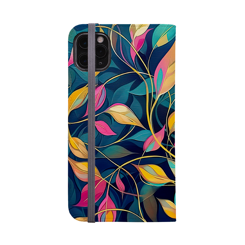 Pink and Teal Leaves Wallet Case