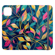 Pink and Teal Leaves Wallet Case