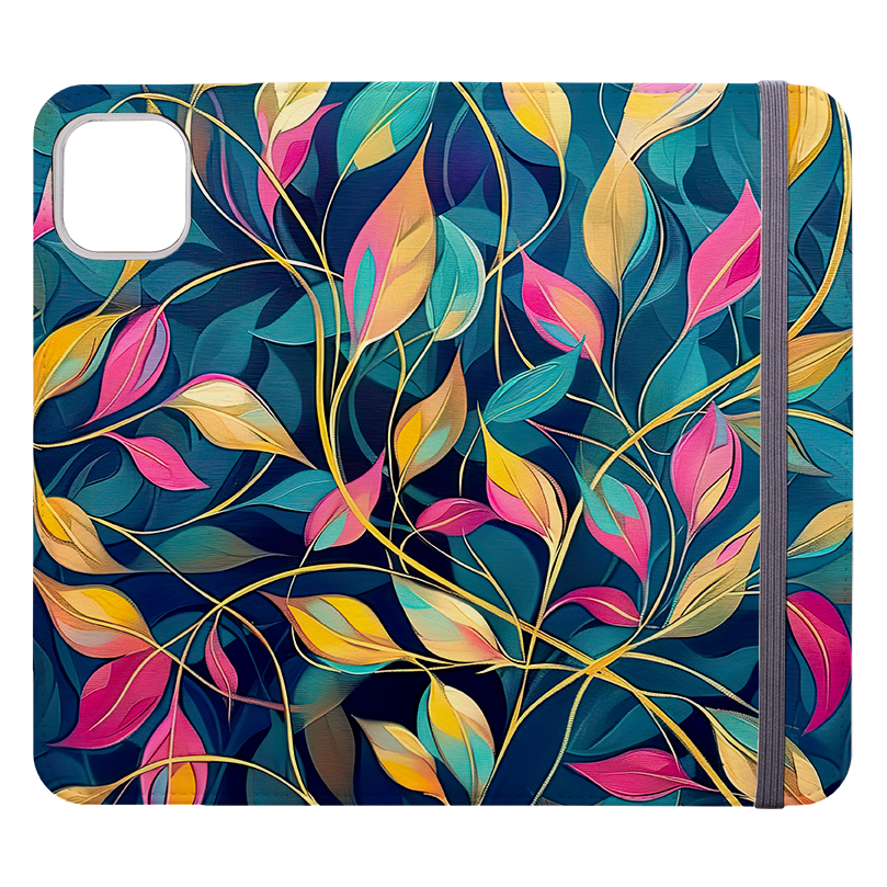 Pink and Teal Leaves Wallet Case