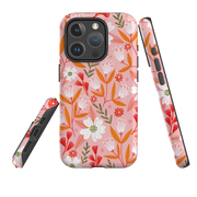 iPhone MagSafe Tough Case -  Pink and Orange Floral By Lee Foster Wilson