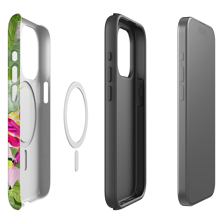 iPhone MagSafe Tough Case -  Pink Botanical By Bex Parkin