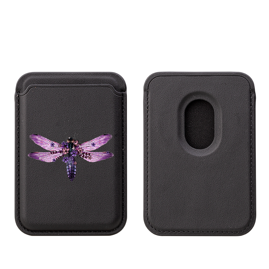 Purple Drangonfly MagSafe Wallet- Black