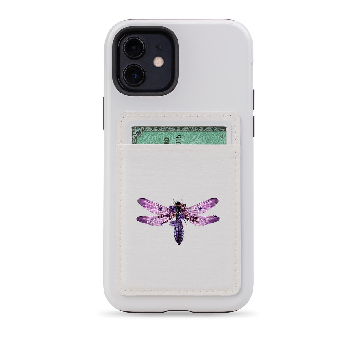 Purple Drangonfly MagSafe Wallet- White