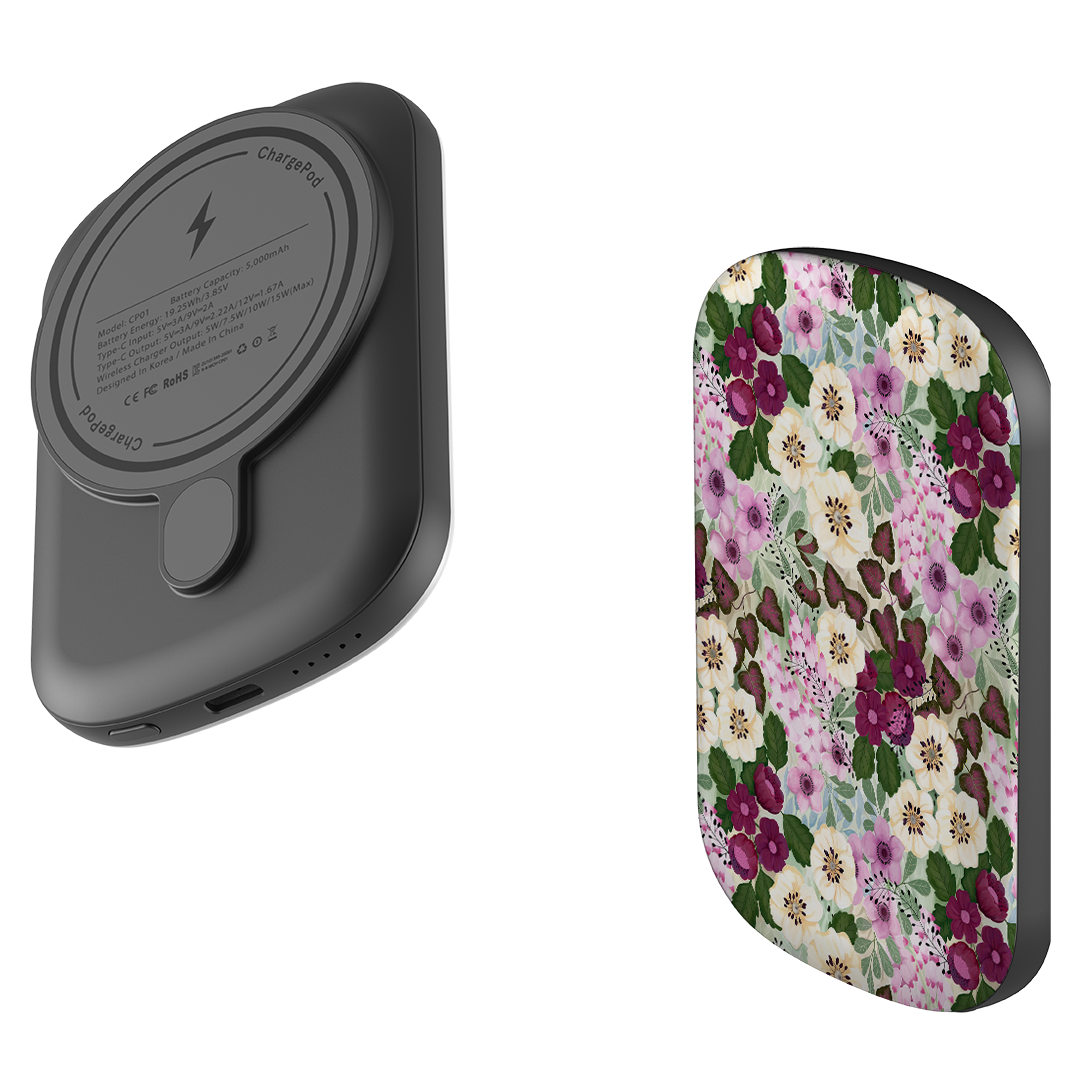 MagSafe Power Bank - Purple Flowers By Bex Parkin