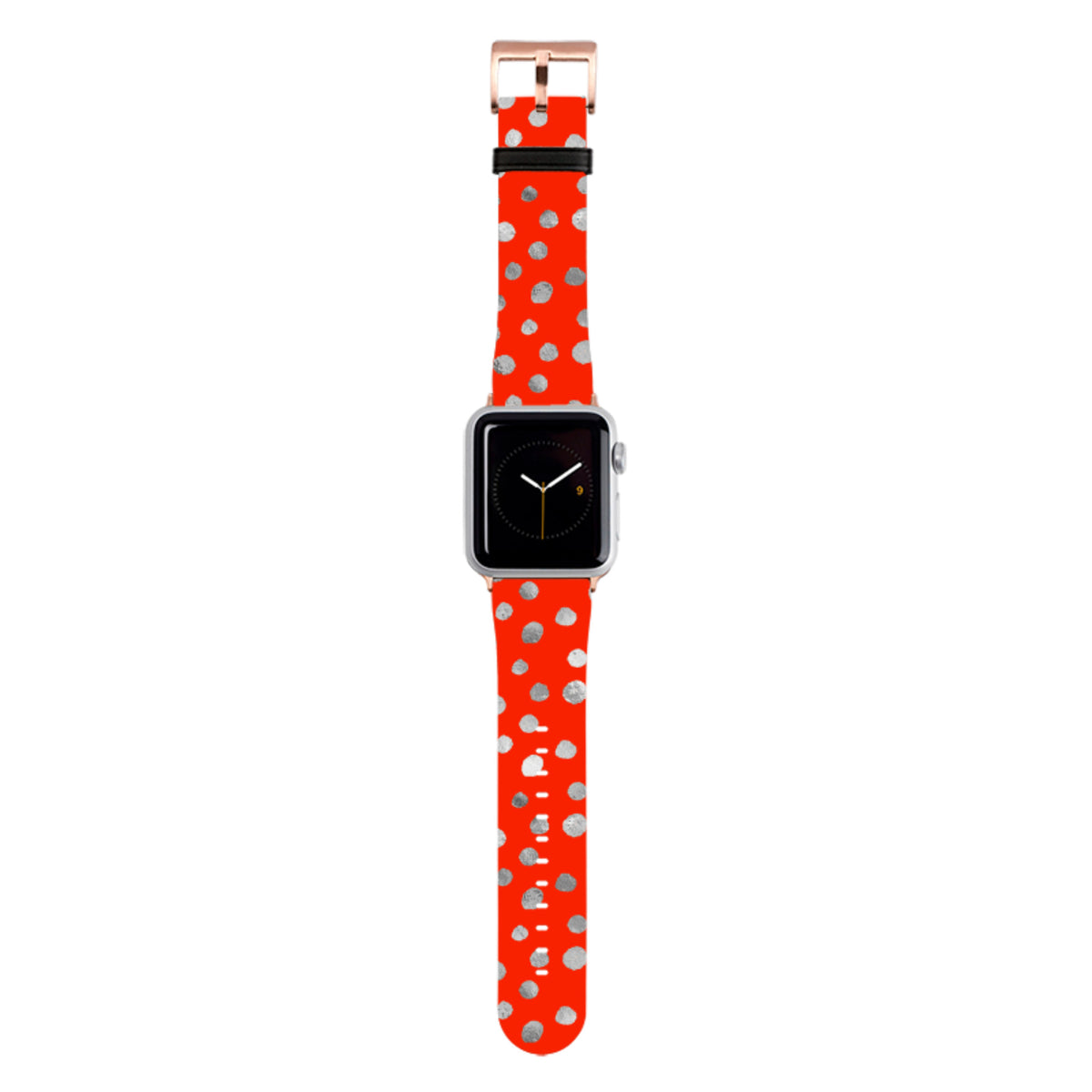 Red and Silver Dots Apple Watch Strap