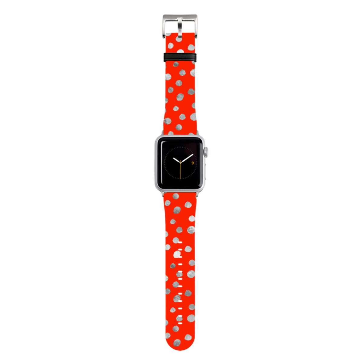 Red and Silver Dots Apple Watch Strap
