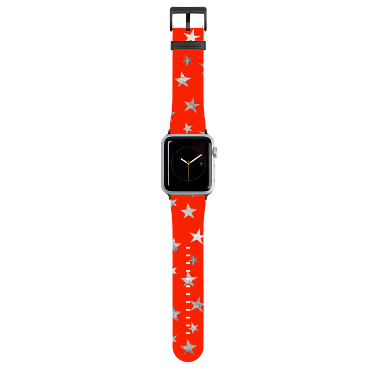 Red and Silver Stars Apple Watch Strap