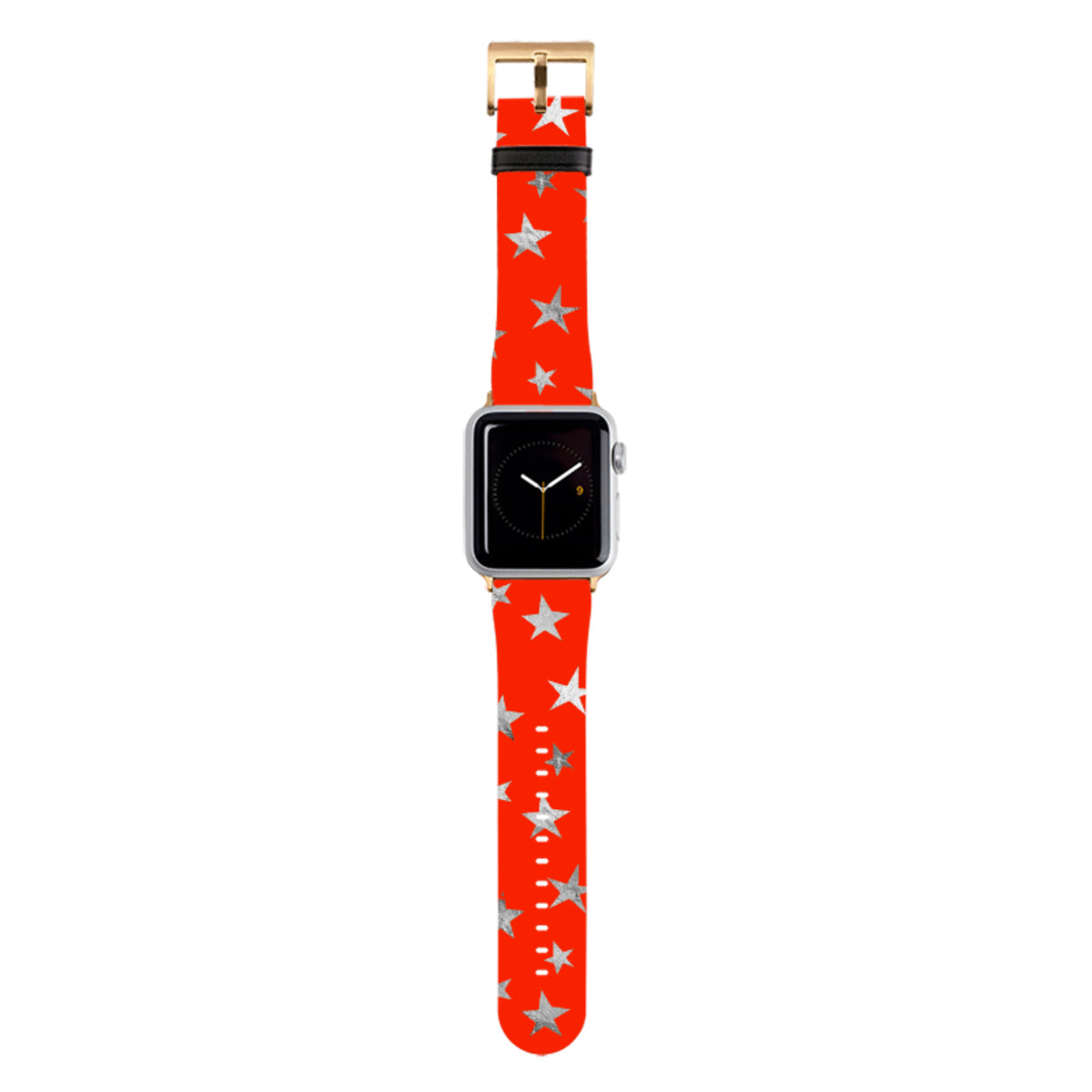 Red and Silver Stars Apple Watch Strap