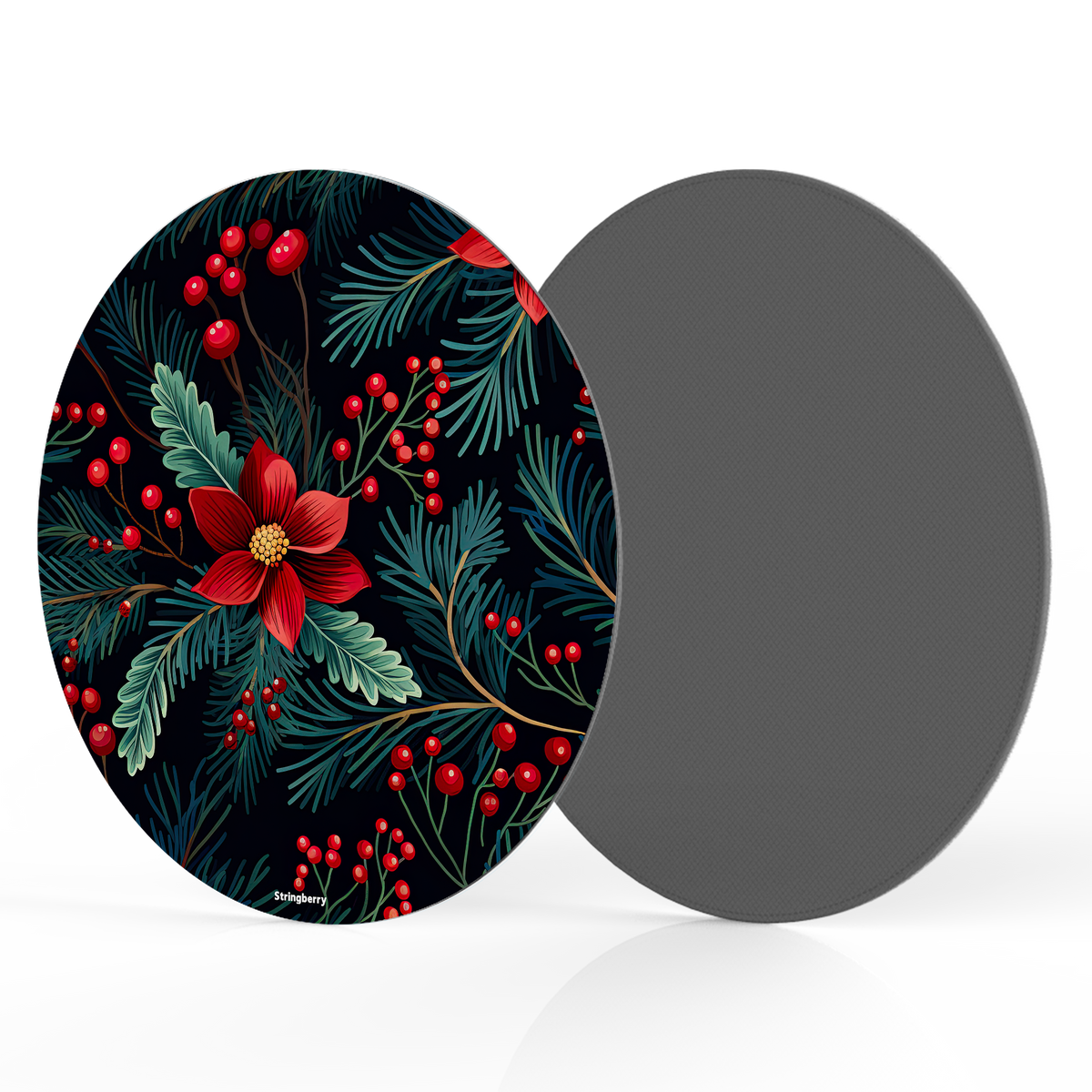 Red Berries II Vegan Leather Mouse Mat