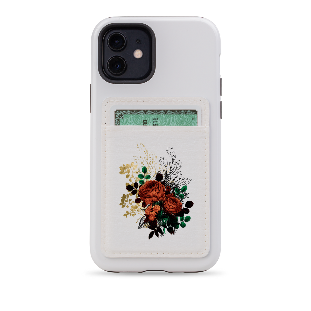 Rose Floral MagSafe Wallet- White