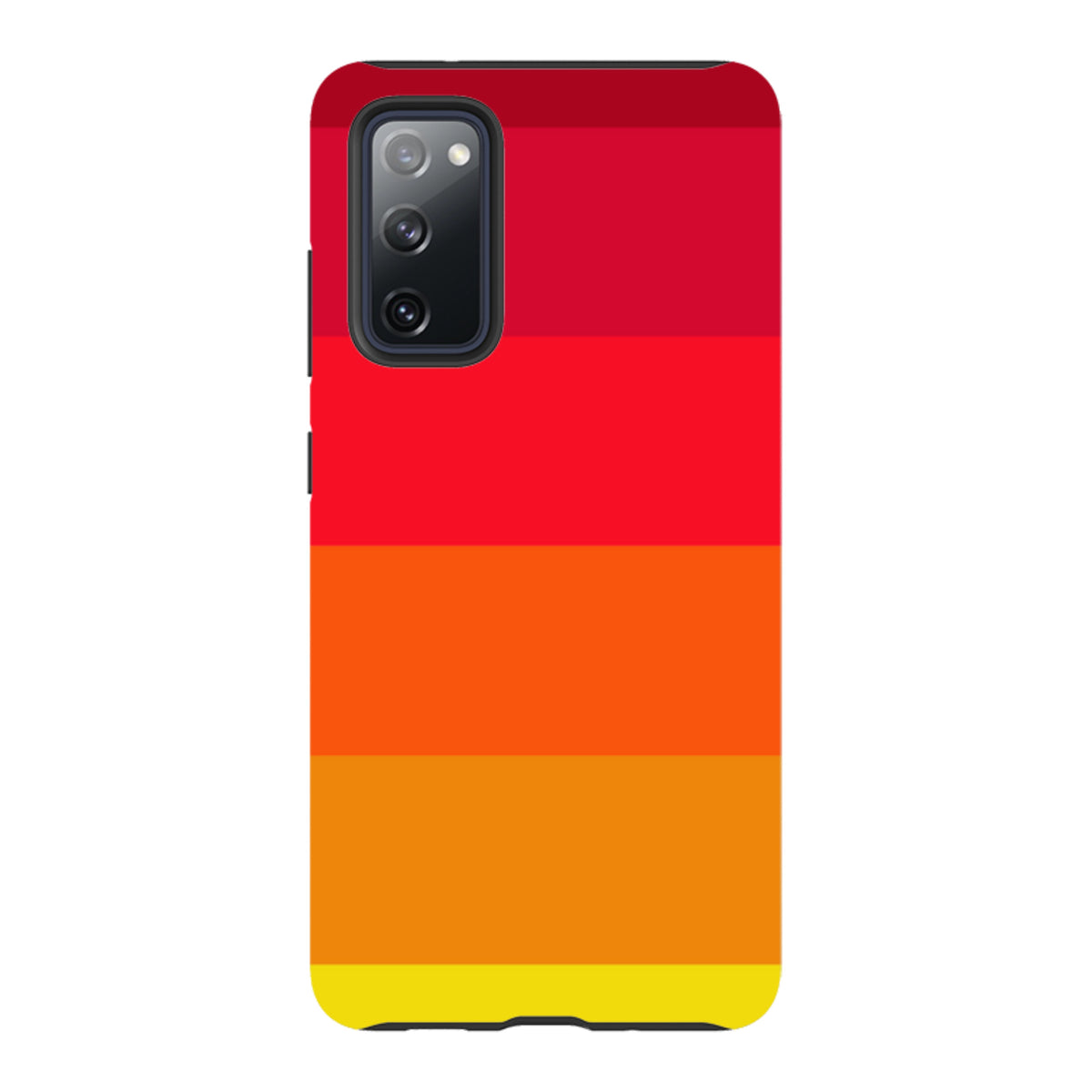 Samsung Tough Case featuring a vibrant Amber Grade horizontal color block design in red, orange, and yellow gradients.
