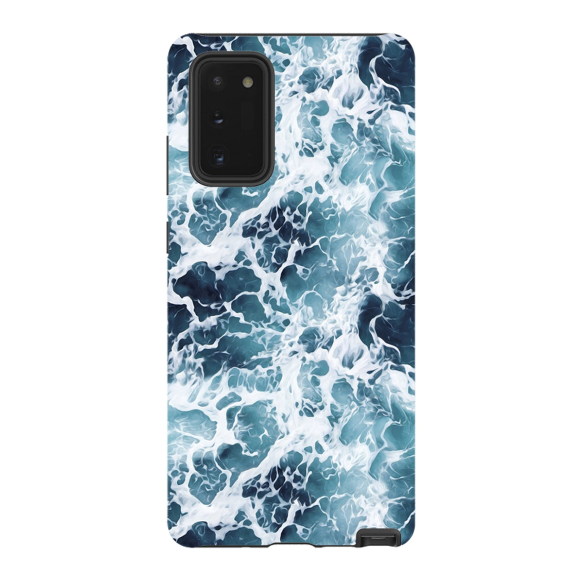 Samsung Tough Case in Aqua featuring a vibrant, high-definition ocean wave design with dual-layer protection.