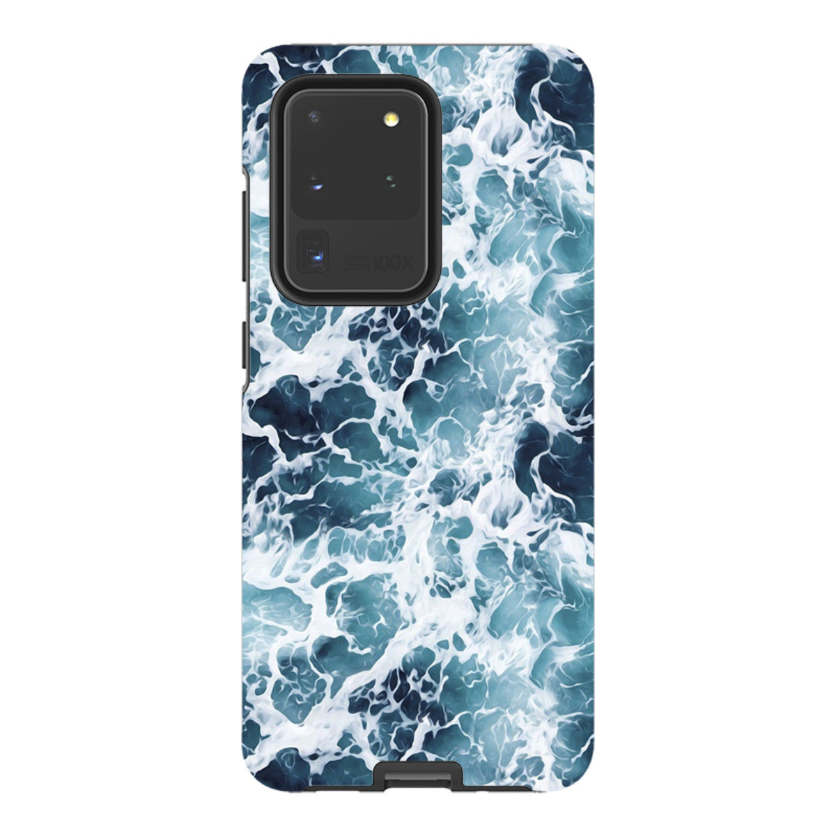Samsung Tough Case in Aqua featuring a vibrant, high-definition ocean wave design with a durable dual-layer finish.