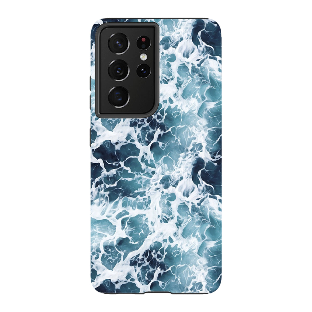 Samsung Galaxy tough case in aqua with a vibrant, high-definition ocean wave print and dual-layer protective design.