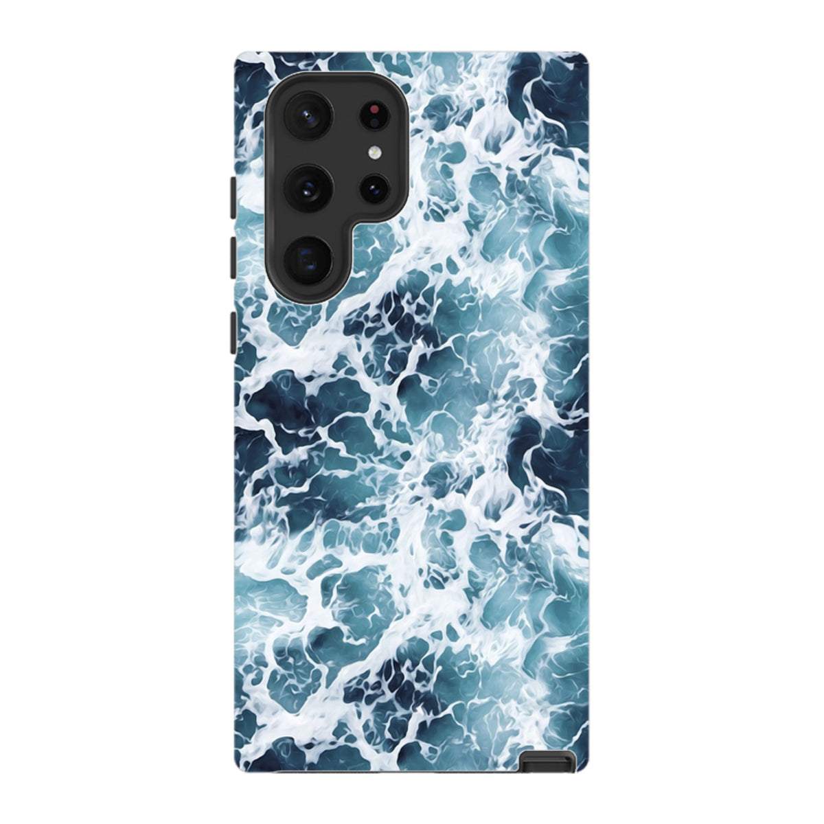 Samsung Tough Case in Aqua featuring a vibrant, high-definition ocean wave design with dual-layer protective construction.