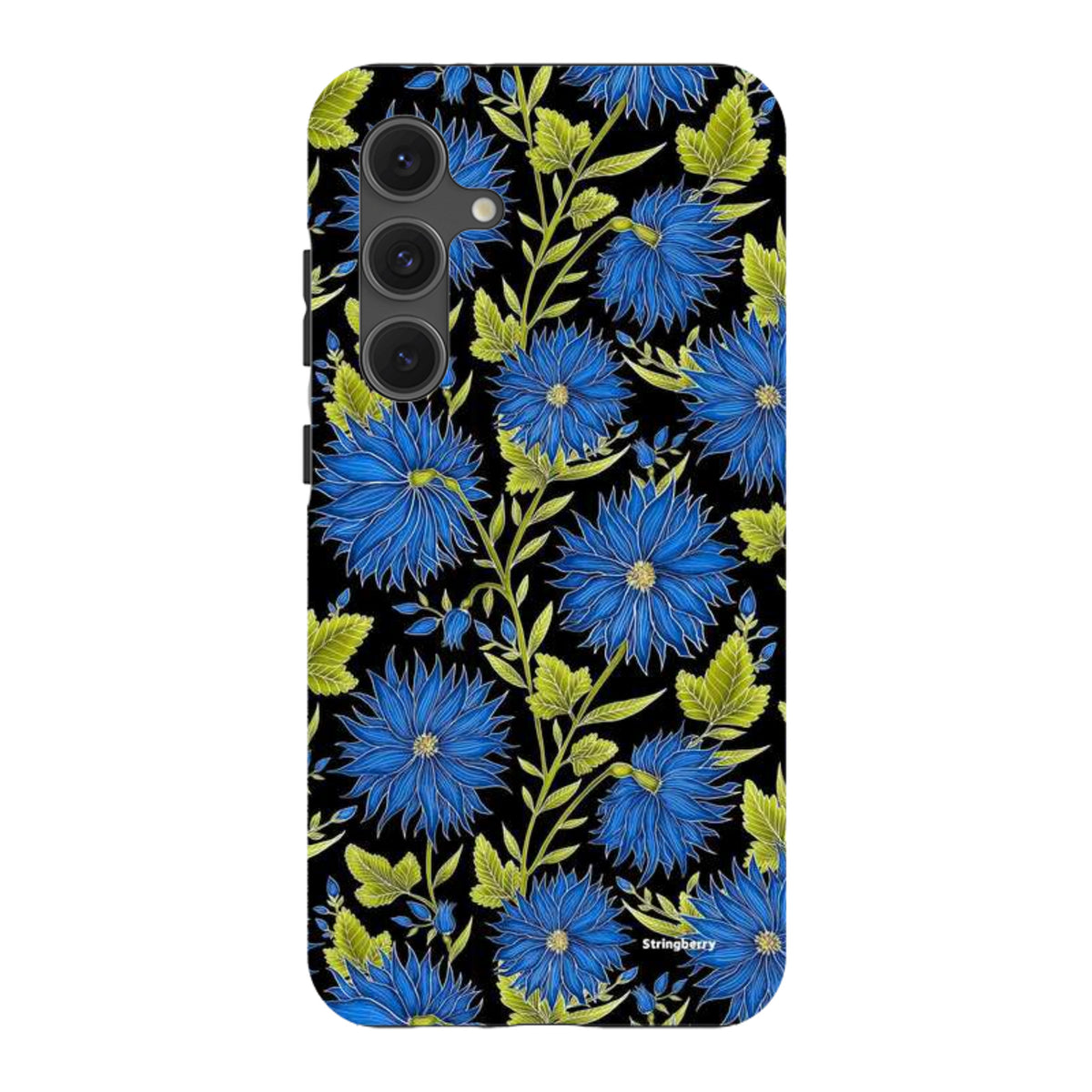 Samsung Tough Case - Blue Flowers Black By Catherine Rowe