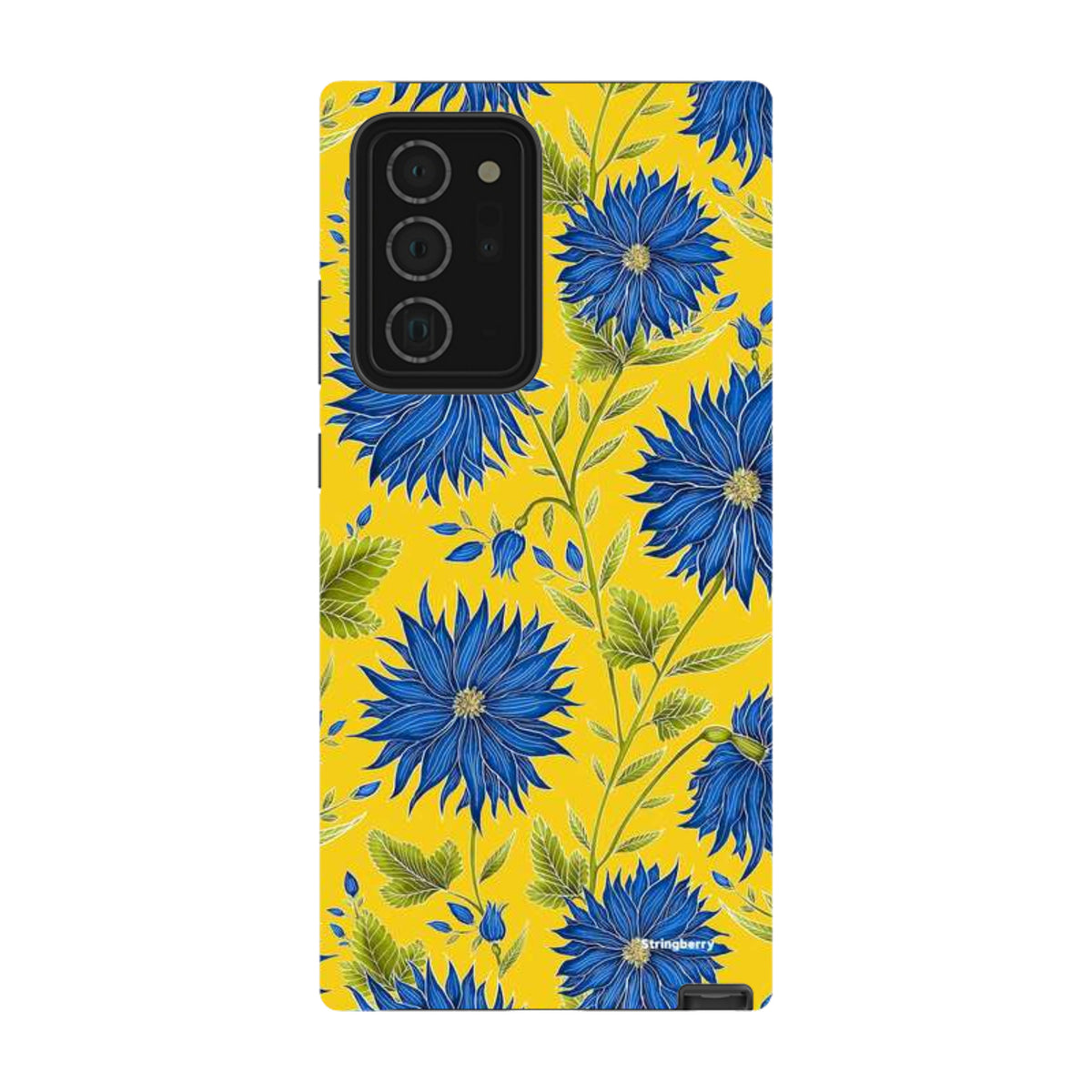 Samsung Tough Case - Blue Flowers Yellow By Catherine Rowe