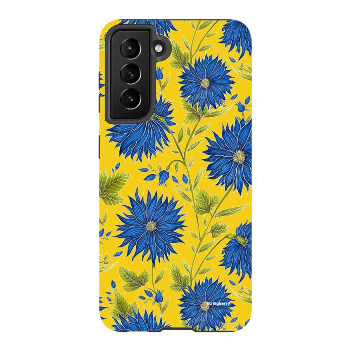 Samsung Tough Case - Blue Flowers Yellow By Catherine Rowe