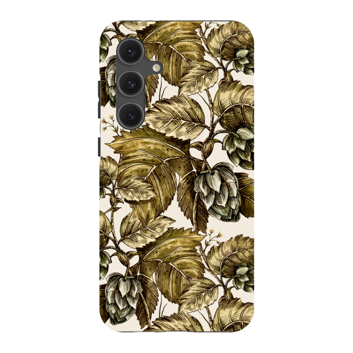 Samsung Tough Case featuring a vintage botanical Buscot Park hop leaf print on a durable dual-layer phone cover.