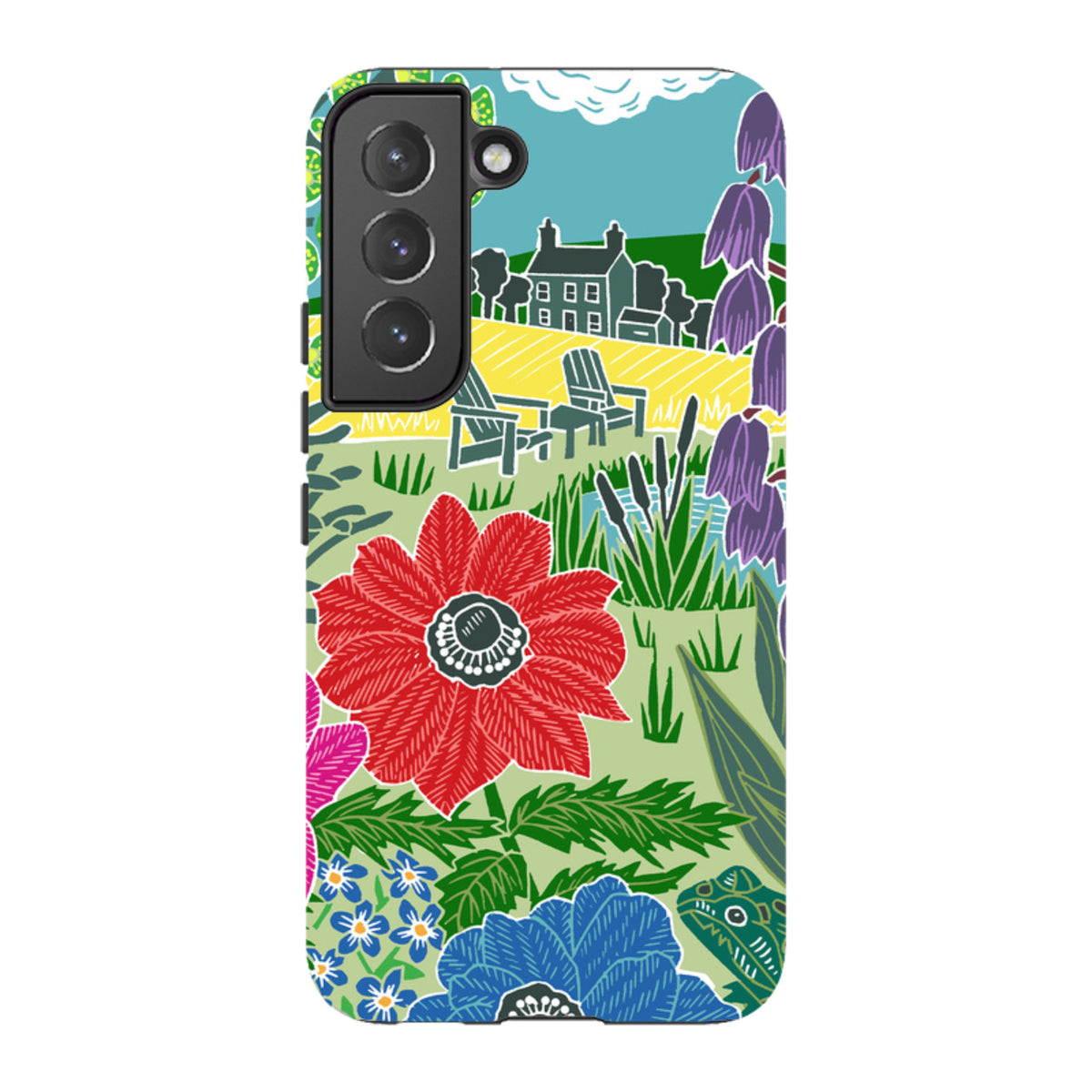 Samsung Tough Case featuring Kate Heiss Camassias floral art with vibrant garden colors and dual-layer protective shell.