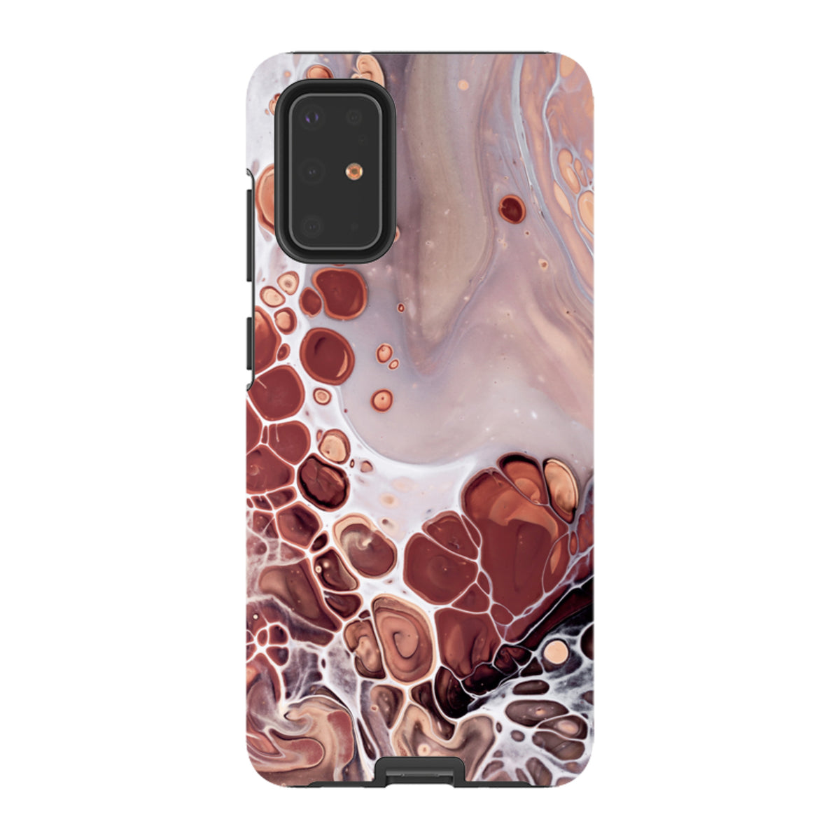 Samsung Tough Case in Cape Cod design featuring a dual-layer, brown and cream fluid art pattern for Galaxy phones.