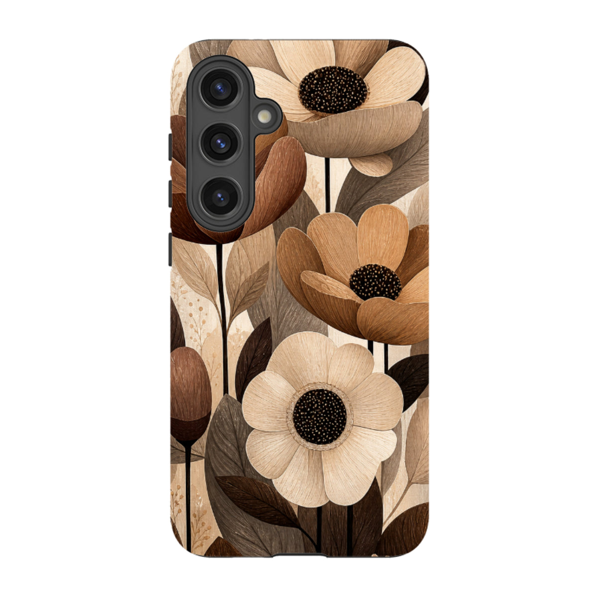 Samsung Tough Case - Chocolate Woodgrain Floral