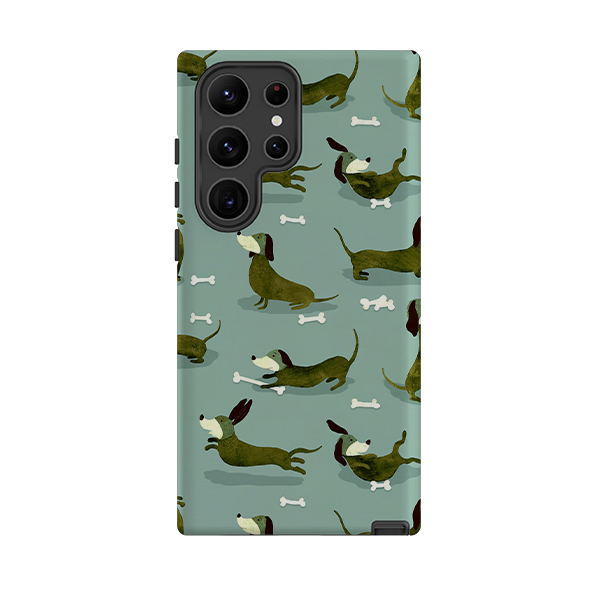Samsung Tough Case - Dash Dogs Green By Katherine Quinn