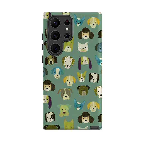 Samsung Tough Case - Dog Heads Green By Katherine Quinn