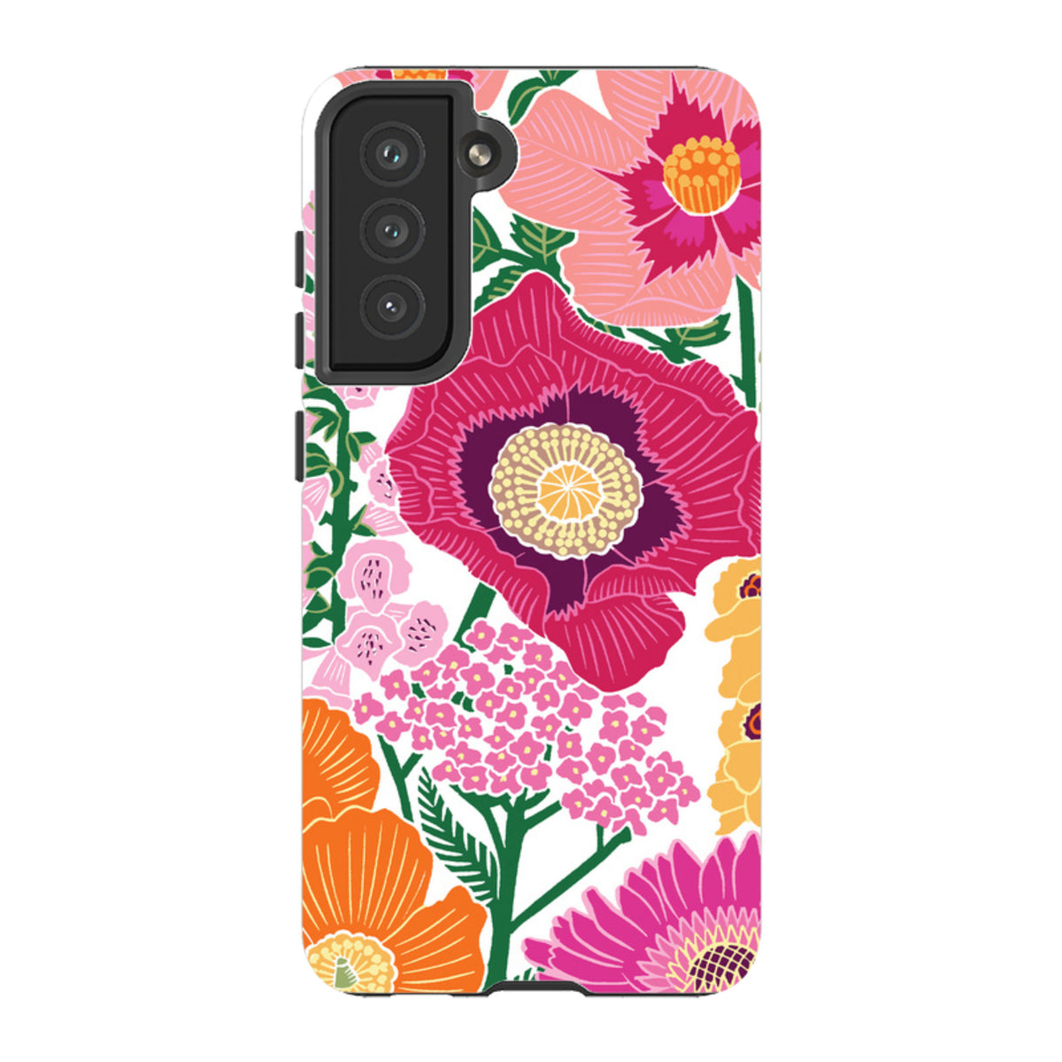 Samsung Tough Case featuring a vibrant Flower Garden floral print by Kate Heiss with dual-layer protection.