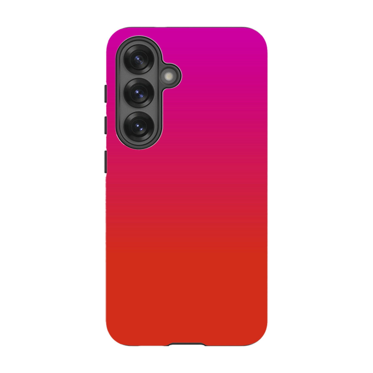 Samsung Tough Case in Geranium pink and red gradient with dual-layer protection and precise camera cutouts.
