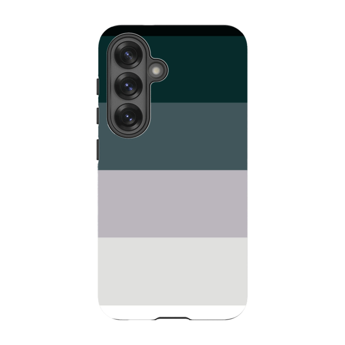 Samsung Tough Case featuring a Granite Grade color-blocked design in shades of dark green, grey, and white.