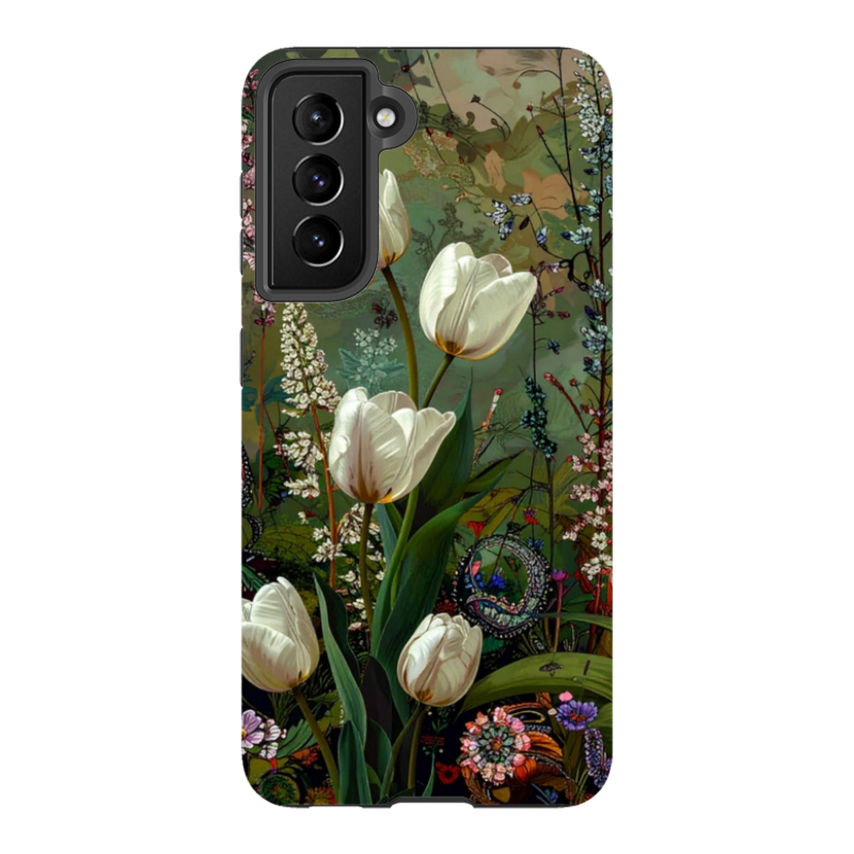 Samsung Tough Case - Green Vyne white Tulips