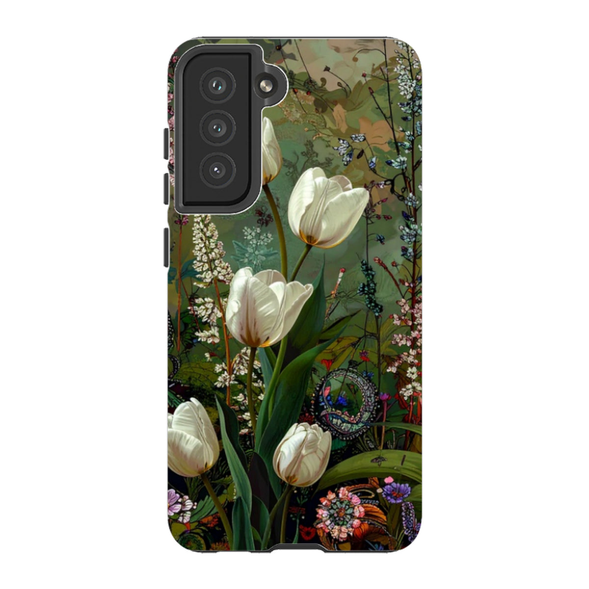 Samsung Tough Case - Green Vyne white Tulips