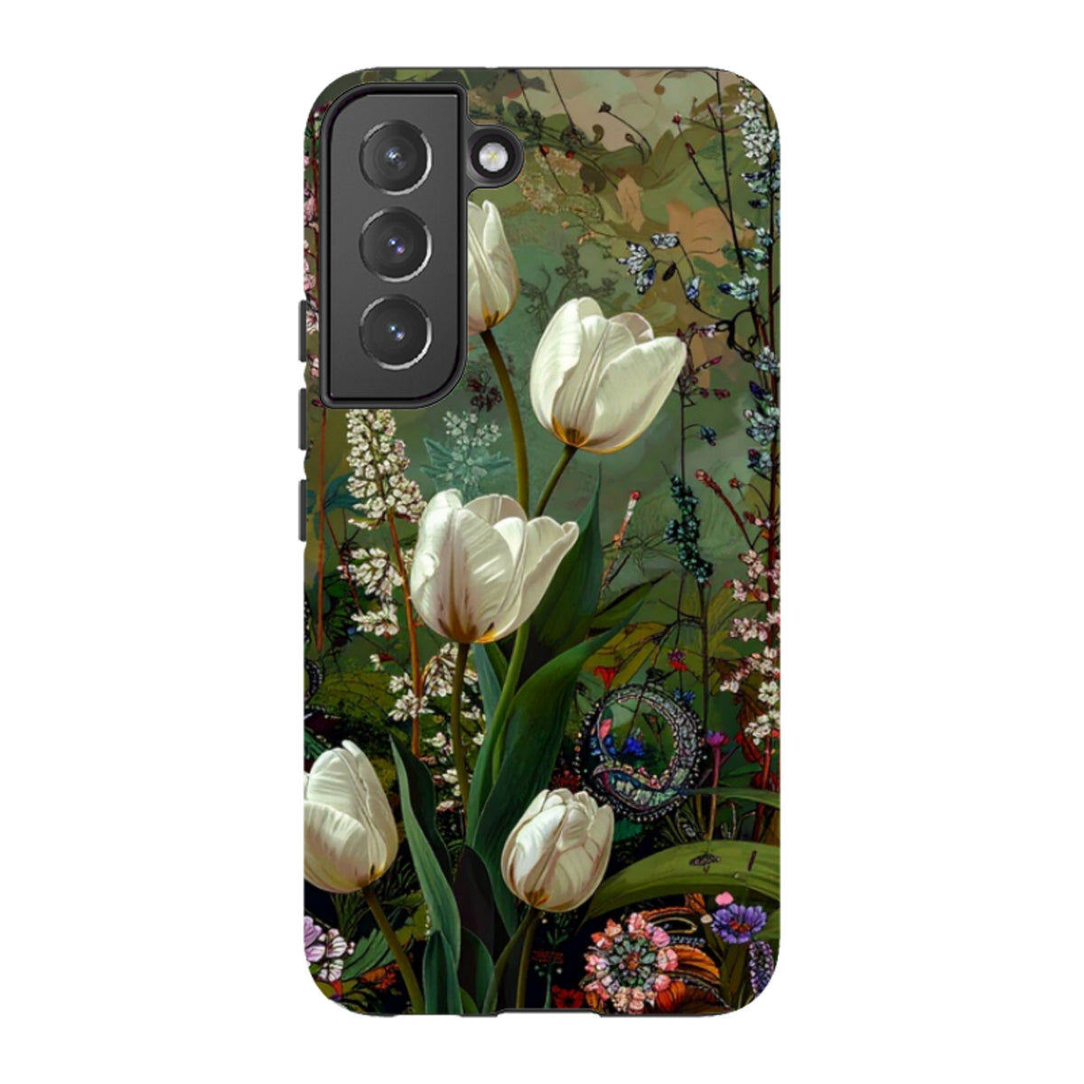 Samsung Tough Case - Green Vyne white Tulips