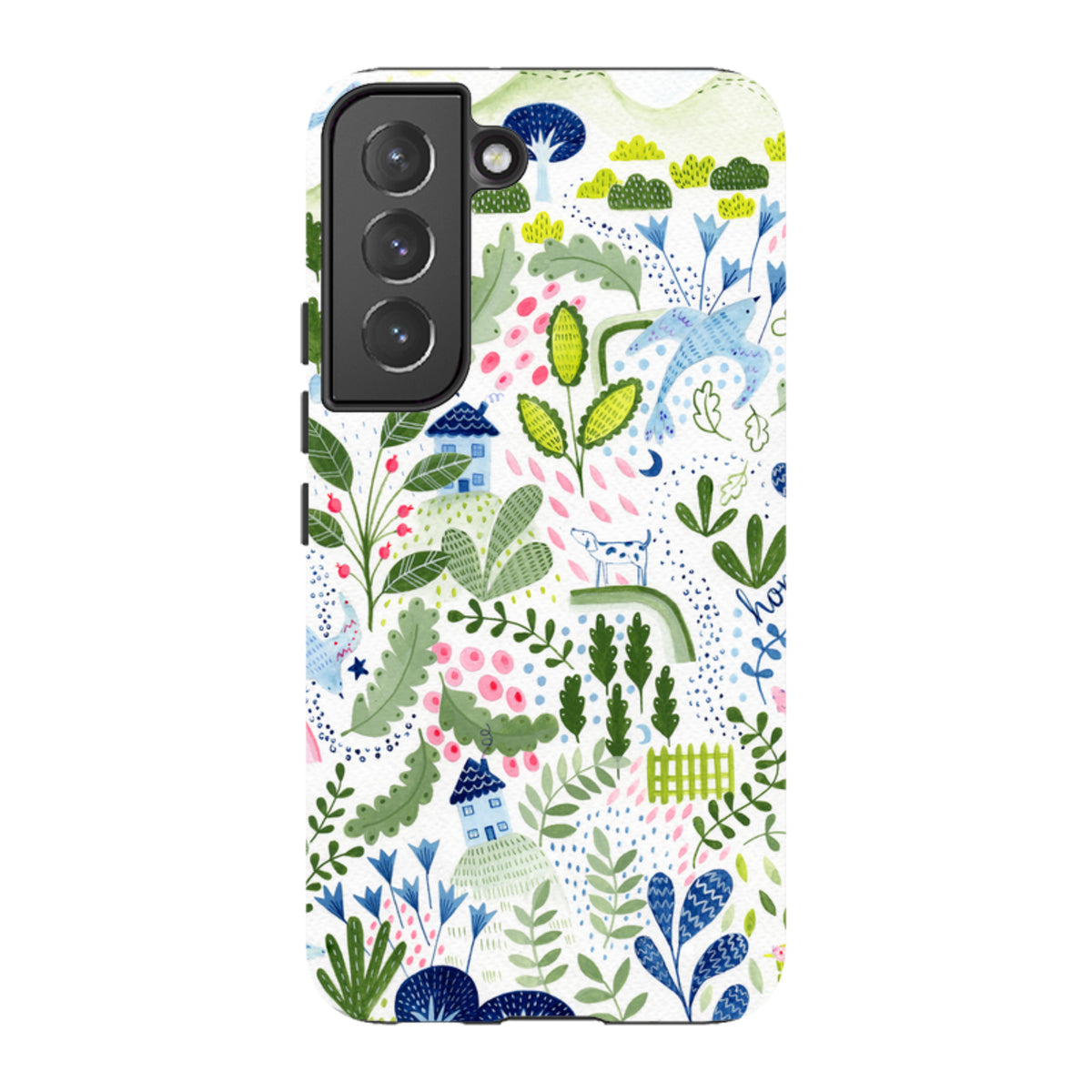 Samsung Tough Case featuring Bex Parkin's colorful botanical and house illustration with a durable dual-layer design.