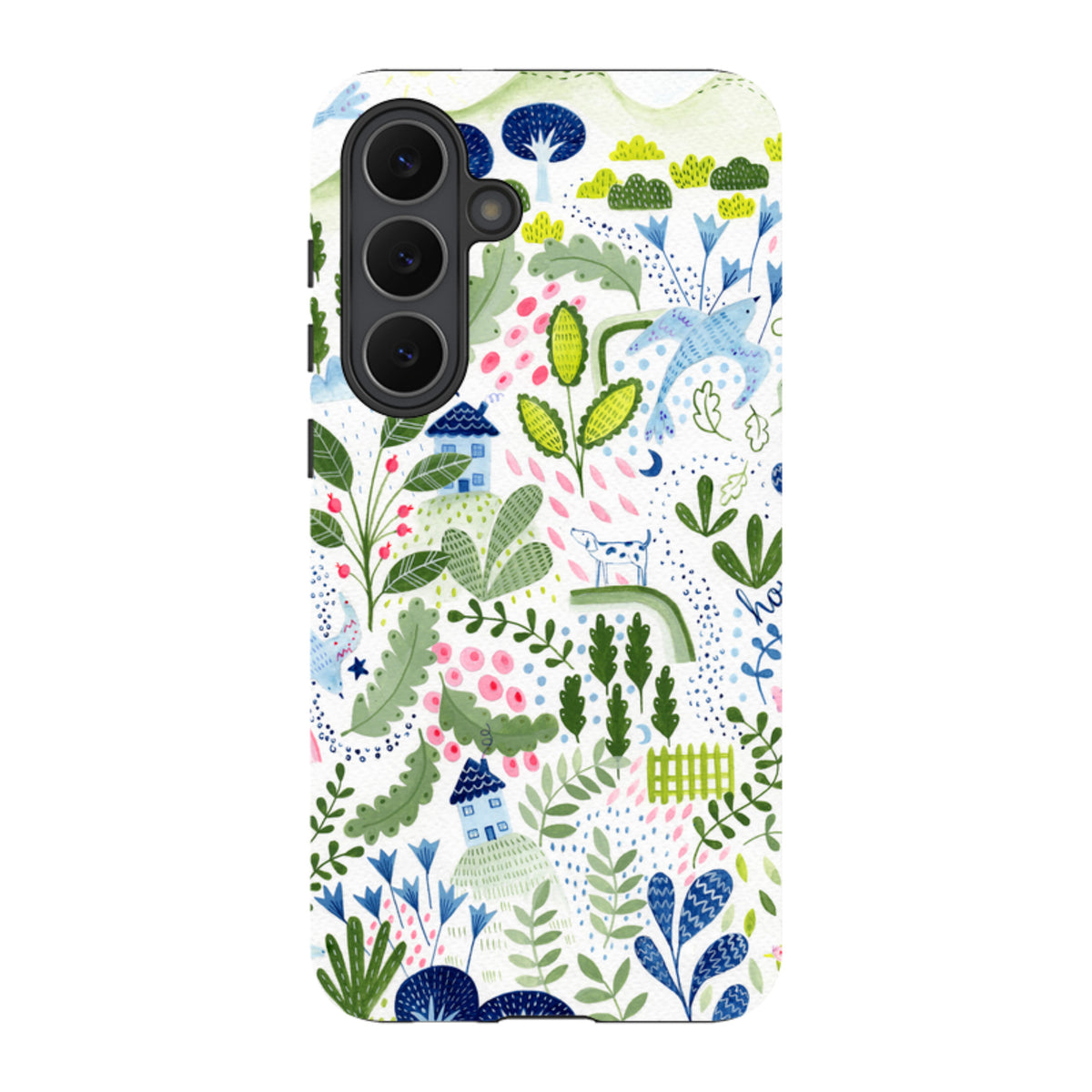 Samsung Tough Case featuring Bex Parkin's colorful botanical and house art on a durable dual-layer phone cover.