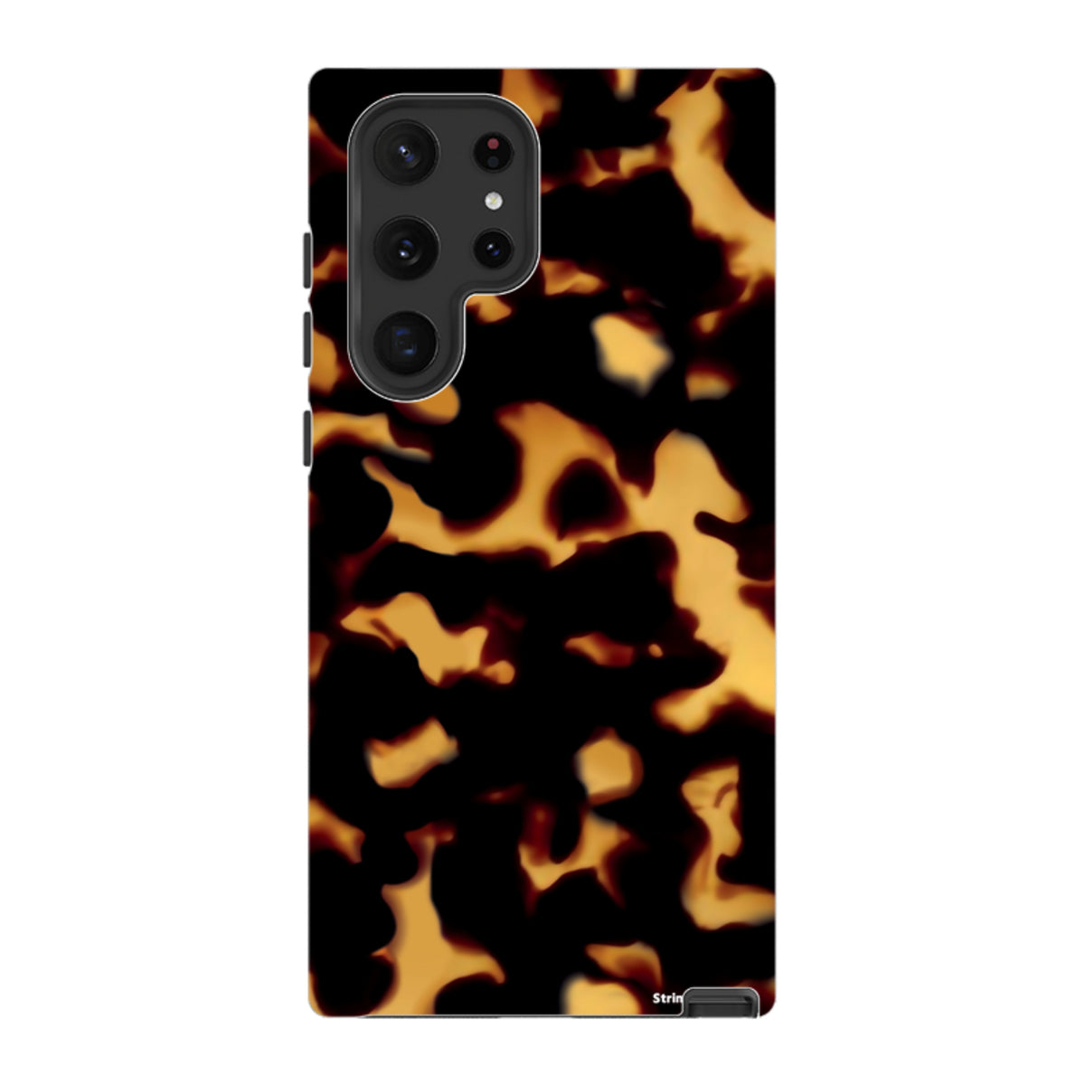 Samsung Galaxy tough case featuring a vibrant black and orange lava-inspired pattern with a durable dual-layer design.