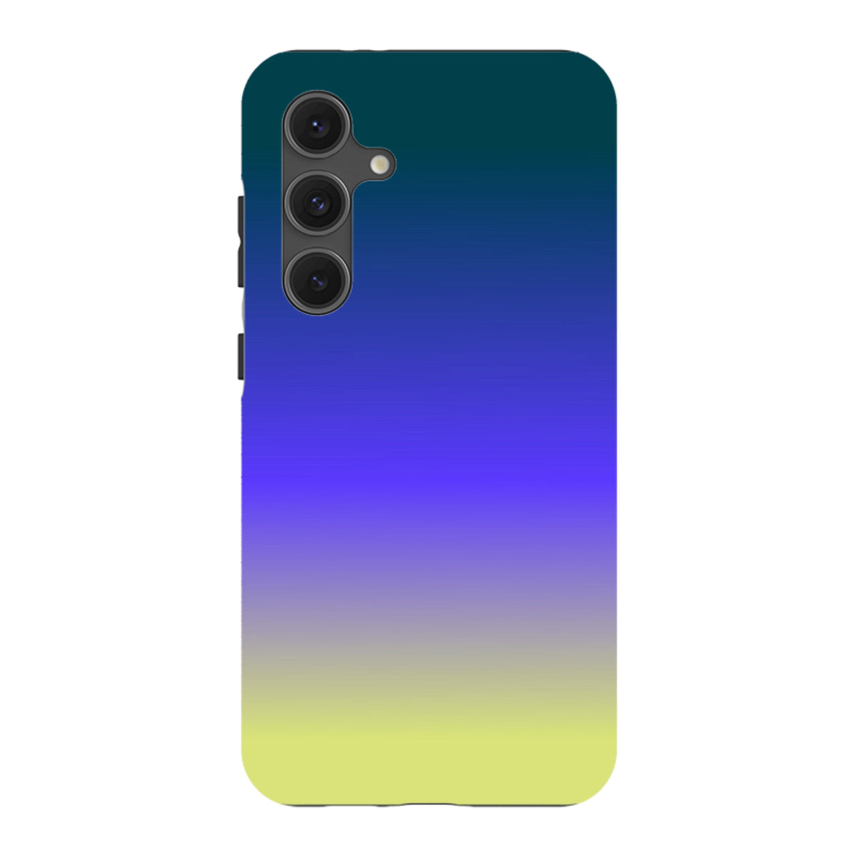 Samsung Tough Case featuring a vibrant blue to yellow gradient design with a durable dual-layer protective finish.