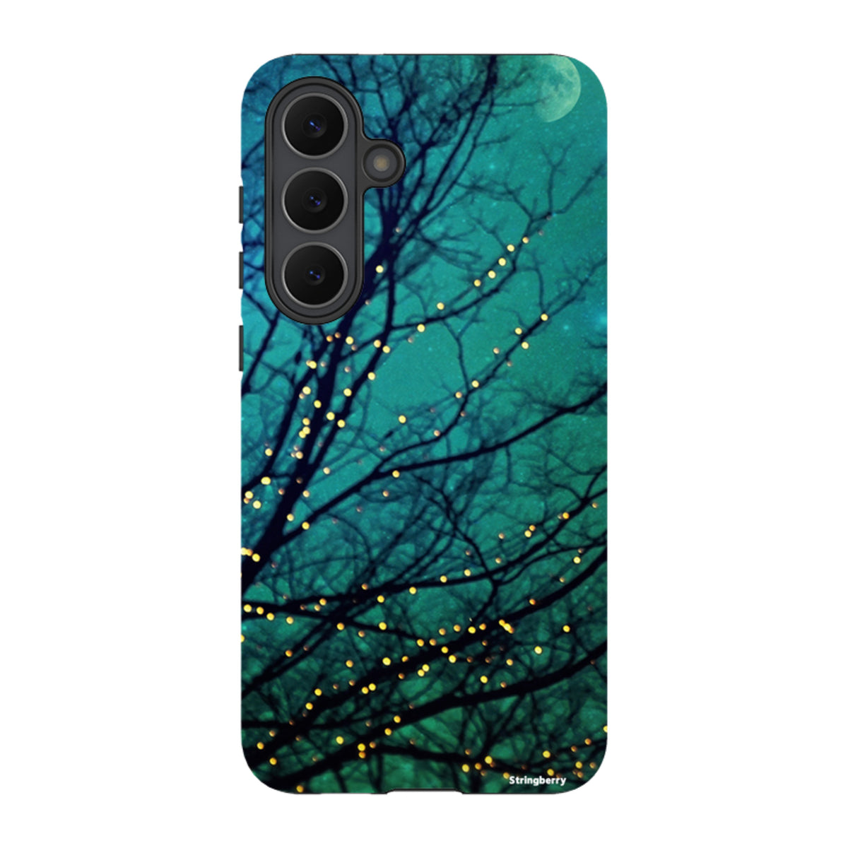Samsung Tough Case with Magical Nights teal tree and fairy light design, featuring a durable dual-layer protective shell.