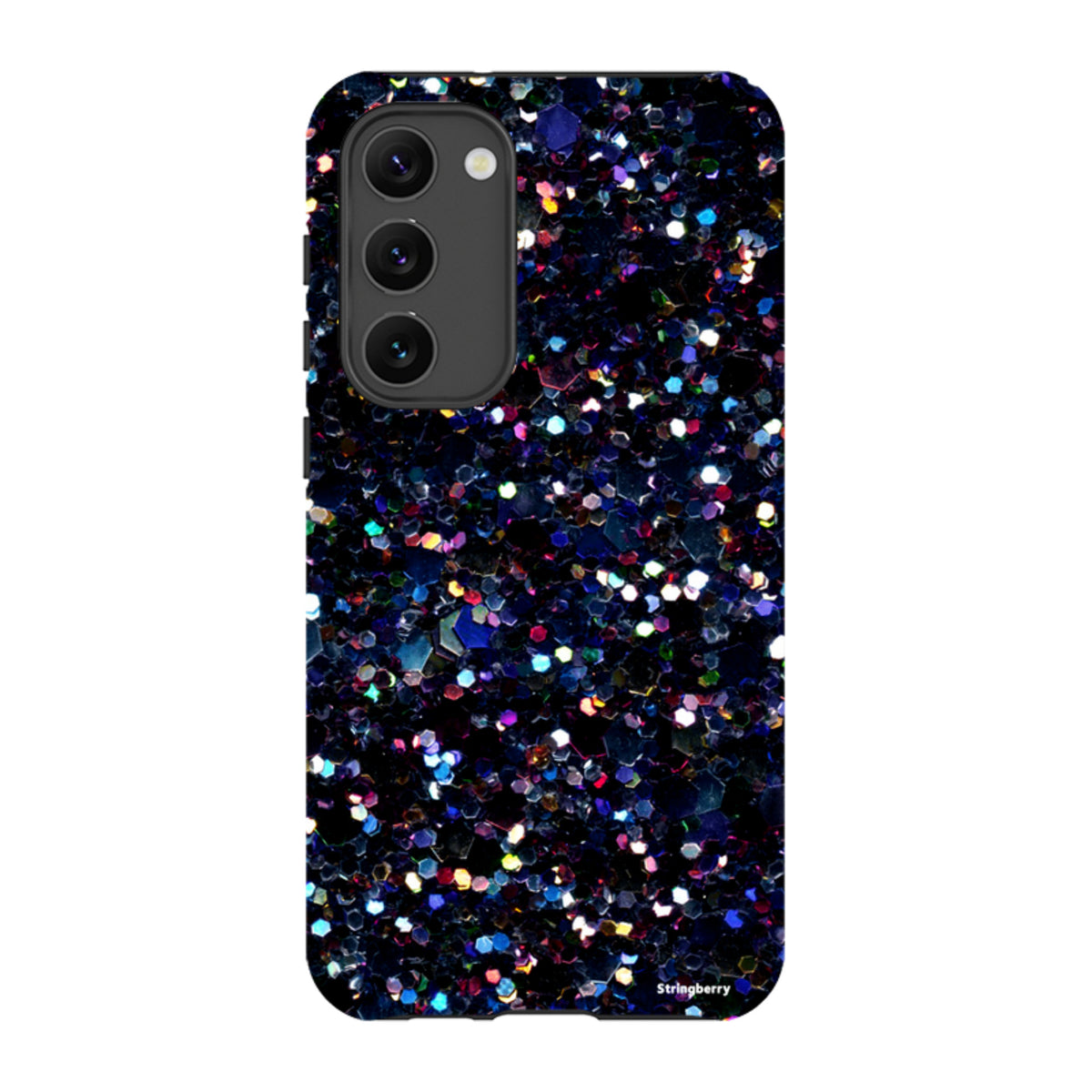 Samsung Tough Case with Night Sky print featuring a dark, multi-colored hexagonal pattern on a dual-layer phone cover.