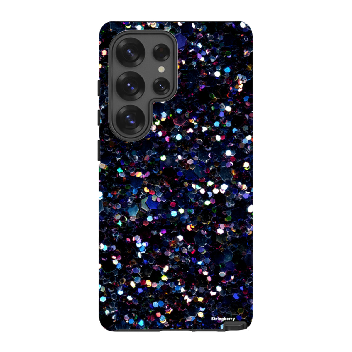 Samsung Galaxy tough case featuring a matte Night Sky print with vibrant, non-glittering colorful geometric patterns.