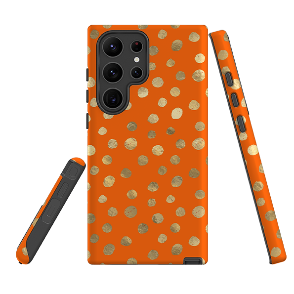 Samsung Tough Case - Orange and Gold Dots