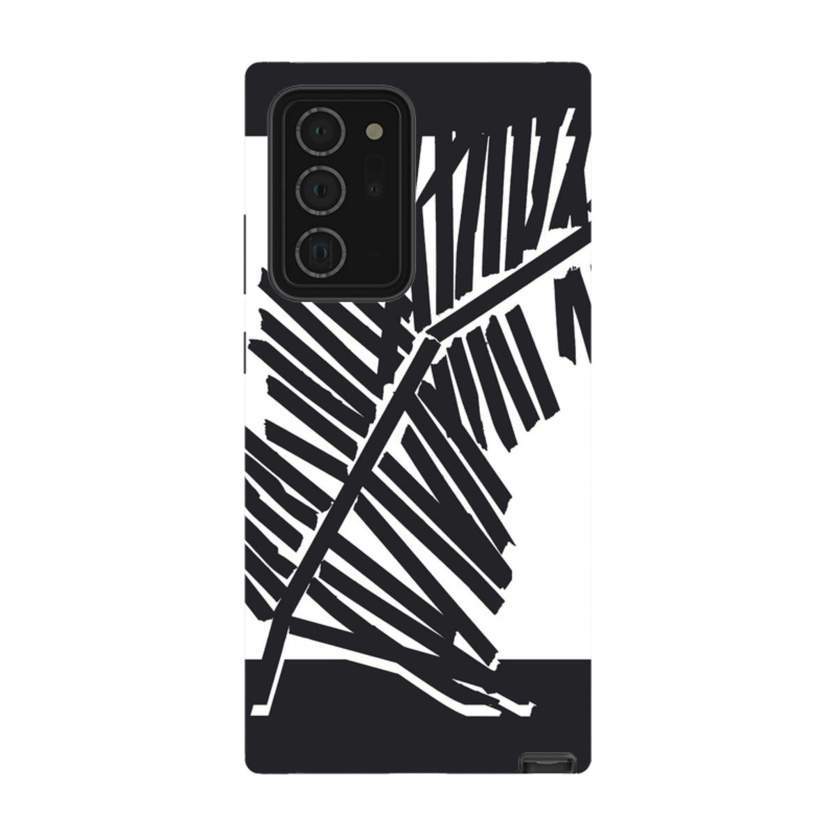 Samsung Tough Case featuring a black and white Palm Moon silhouette design with a durable dual-layer protective shell.