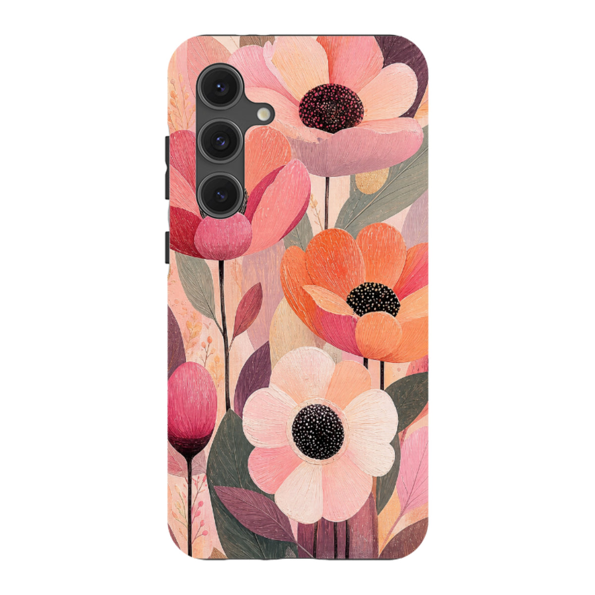 Samsung Tough Case - Pfirsichholzmaserung Blumenmuster