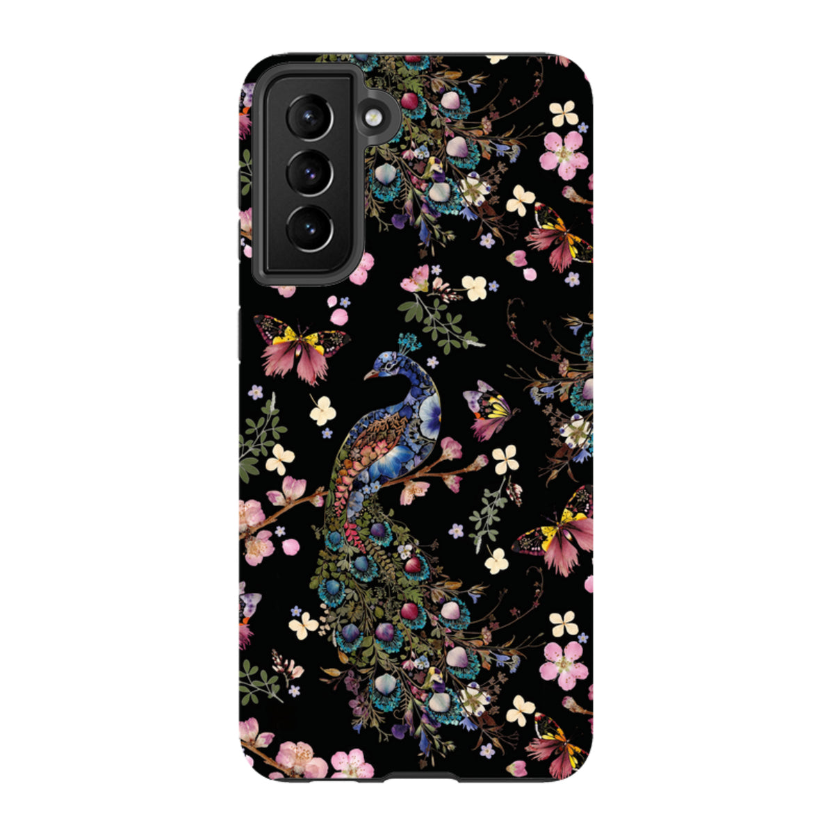 Samsung Tough Case - Peacock and Cherry Blossoms Dark By Helen Ahpornsiri