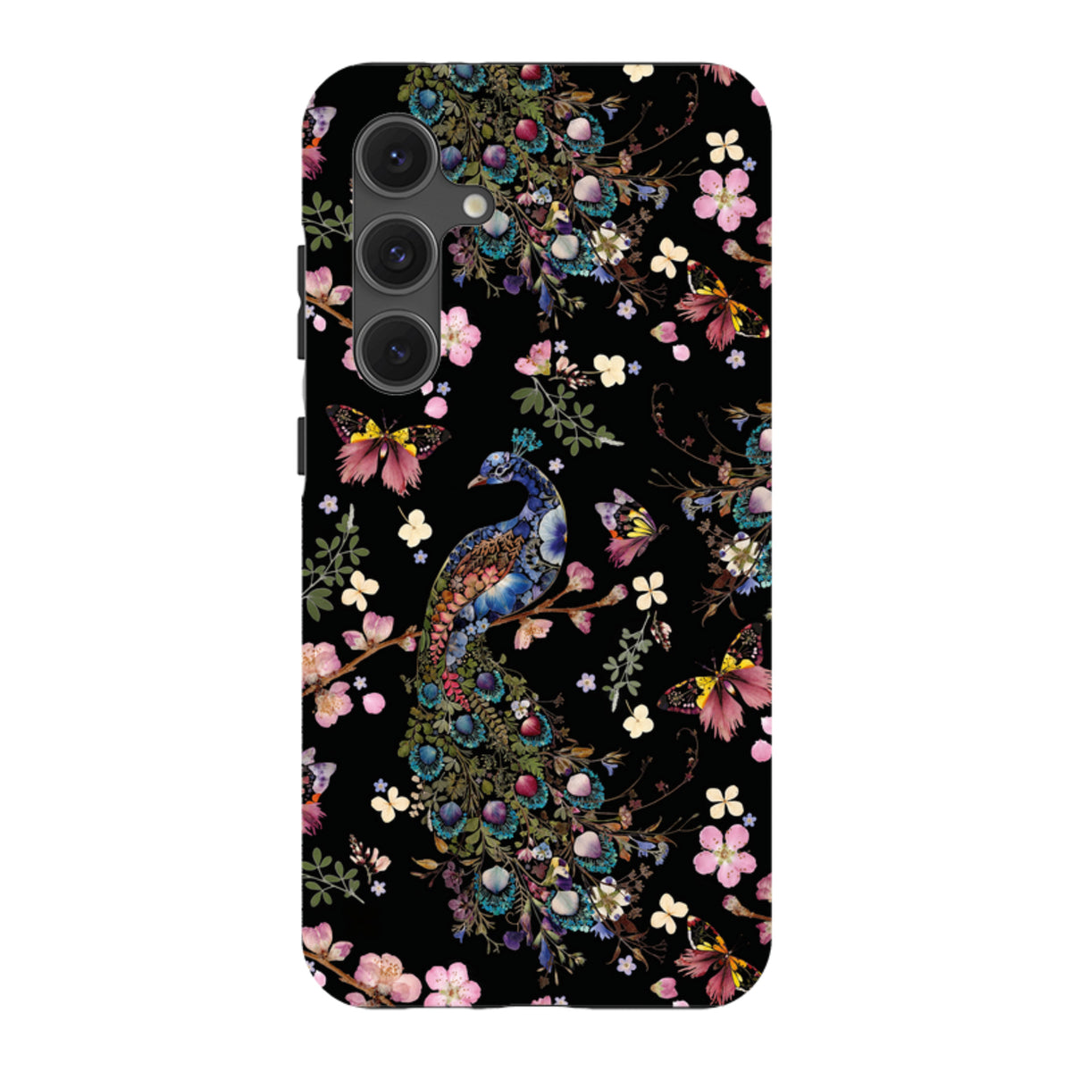 Samsung Tough Case - Peacock and Cherry Blossoms Dark By Helen Ahpornsiri