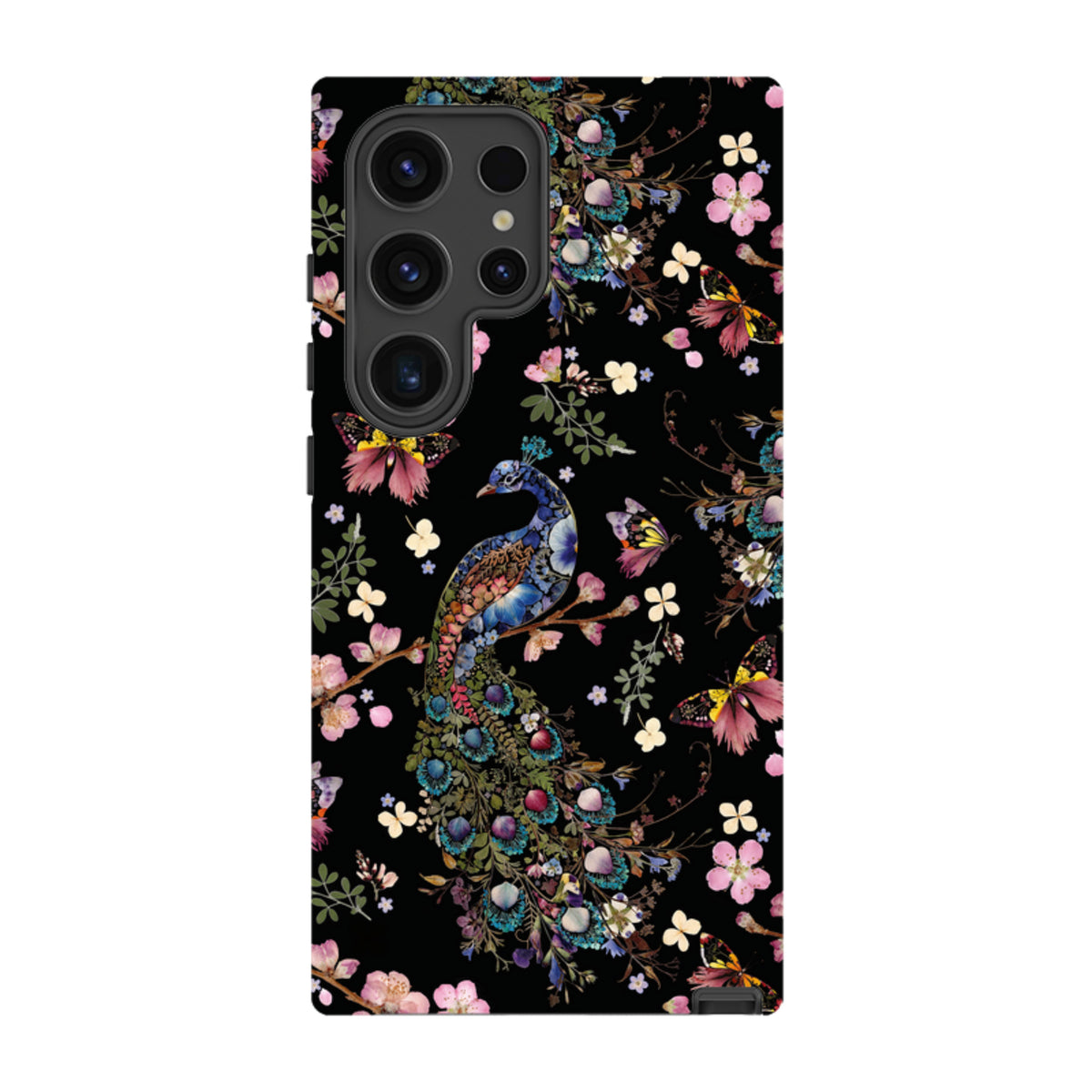 Samsung Tough Case - Peacock and Cherry Blossoms Dark By Helen Ahpornsiri